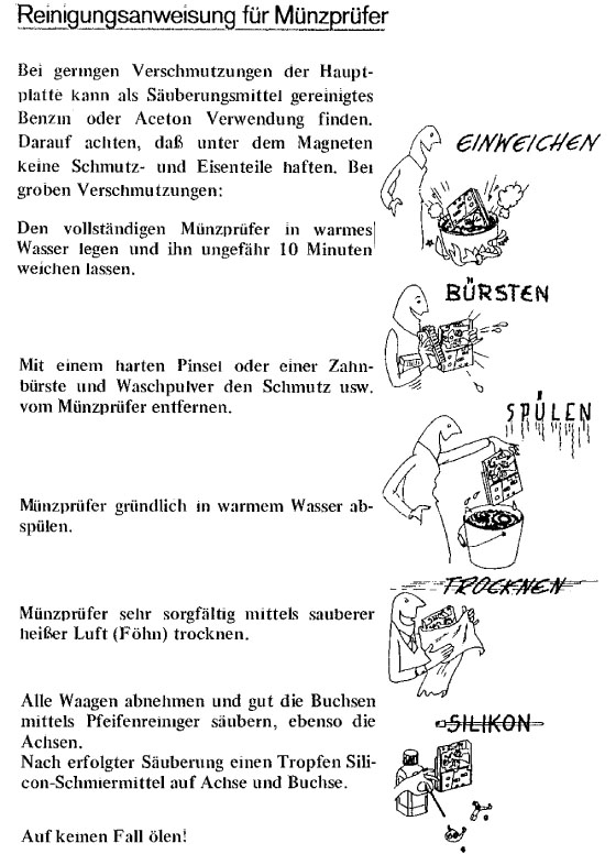 Münzprüfer Reinigung