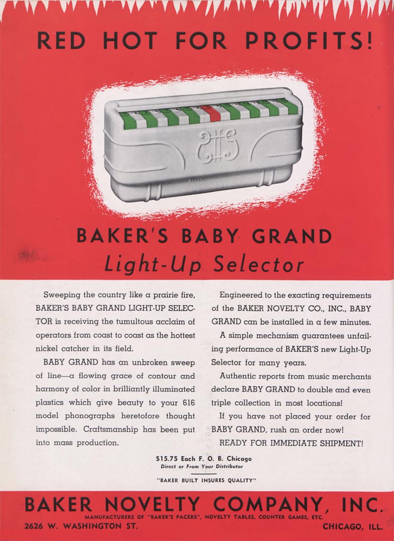 Baker Novelty Baby Grand Selector