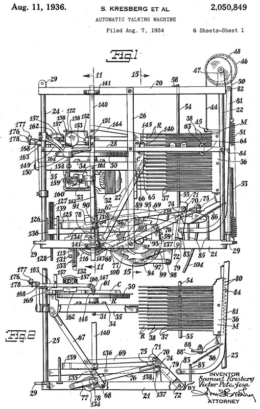 Patent Phonograph Record Control Kresberg Peterfesa