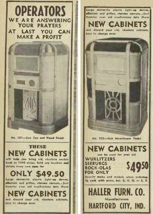Haller Furn Cabinet 101 102 Jukebox Musikbox Phonograph