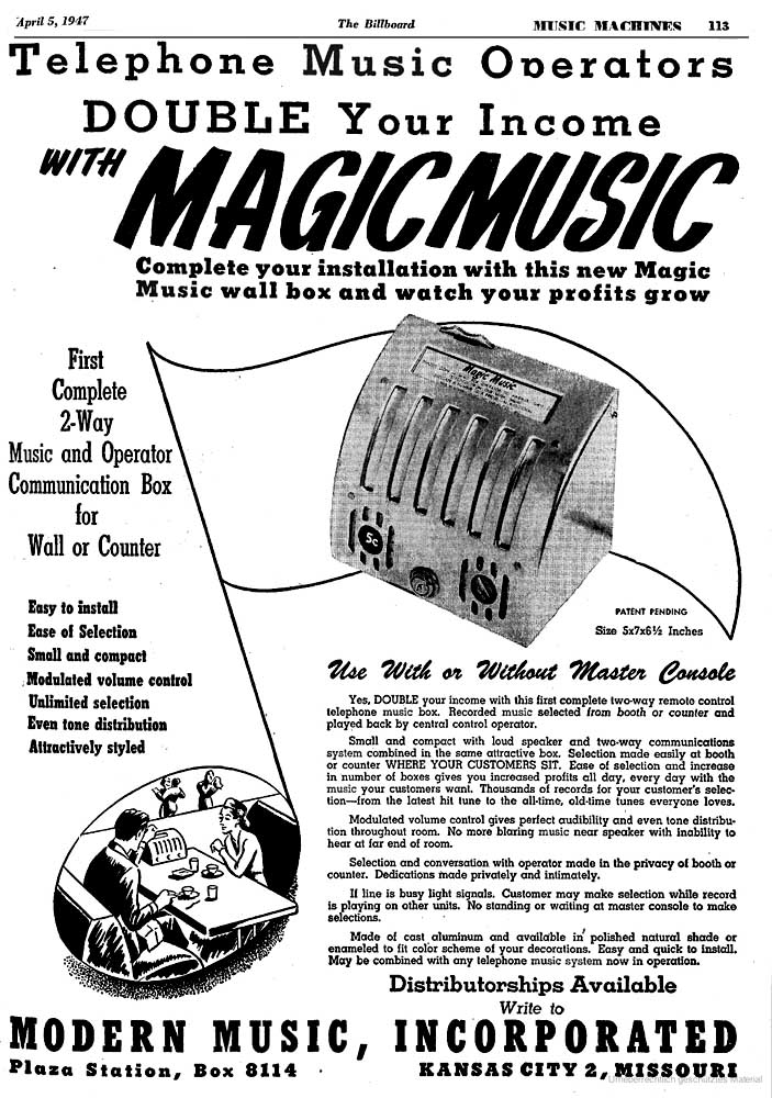 Magic Music Telephone Line Music System Musikbox Jukebox Conversion