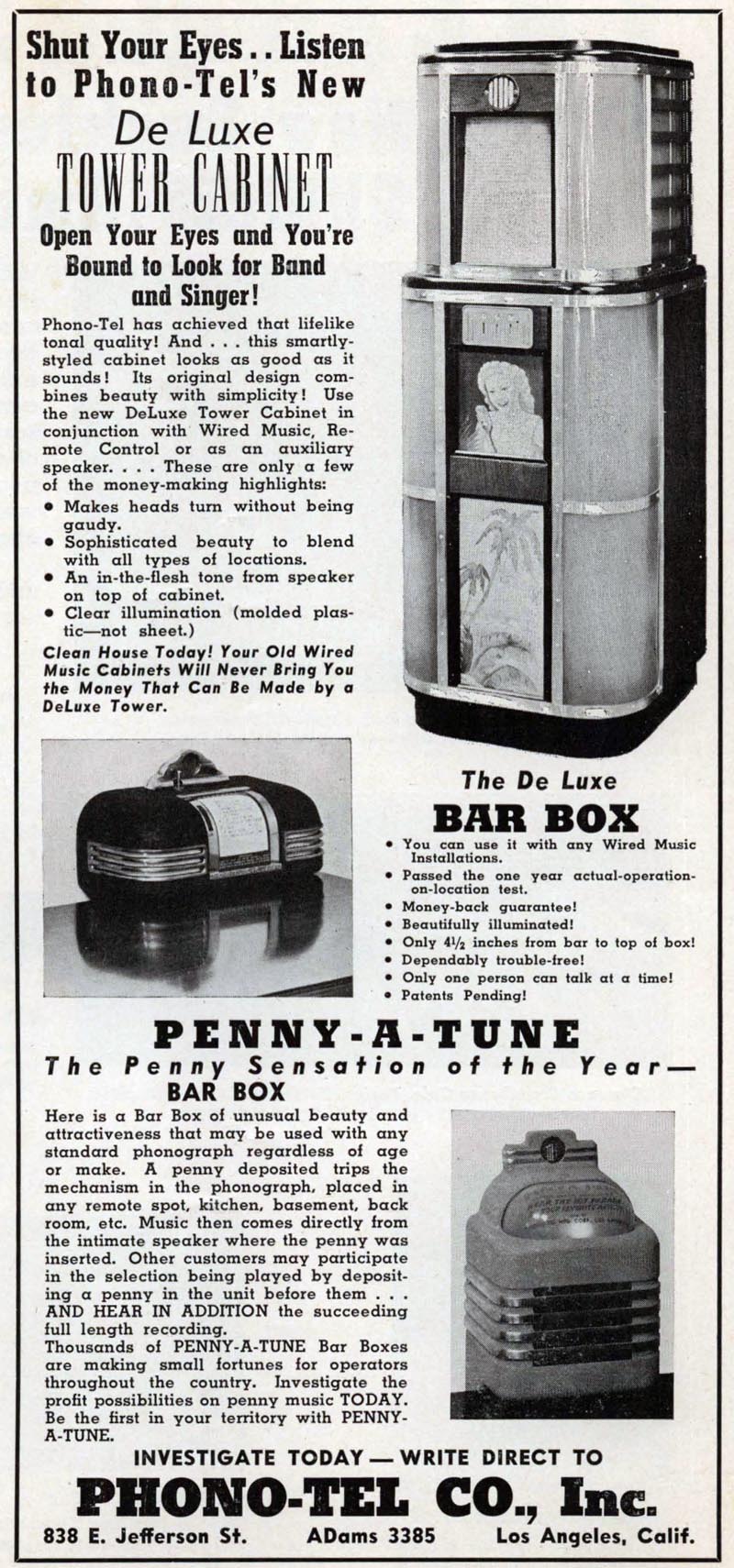 Phono-Tel Cabinet Bar Box