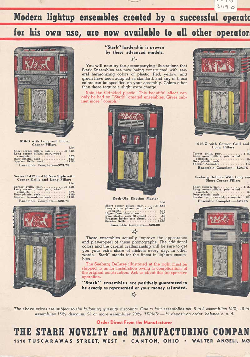 Stark Novelty Company Phonograph Jukeboxes Light-Up Kit