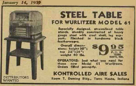 Steel Table for Counter Wurlitzer 61