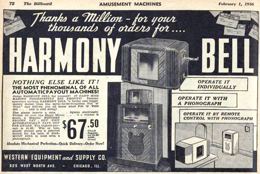 Western Equipment & Supply Phonograph Harmony Bell