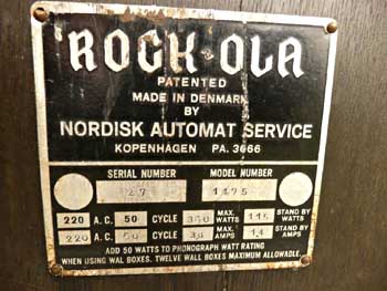 Nordisk Automat Service rock-ola 1475 Juke Box