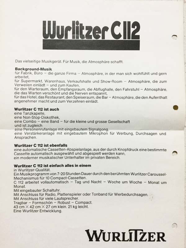 C-112 Deutsche Wurlitzer
