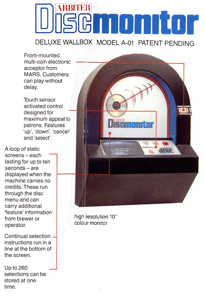 Arbiter Leisure Discmonitor A-01 CD Wallbox Jukebox
