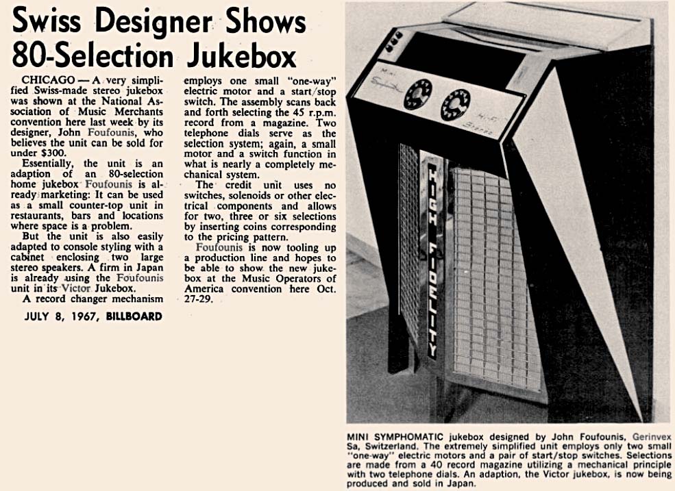 Mini Symphomatic Jukebox Gerinvex USA