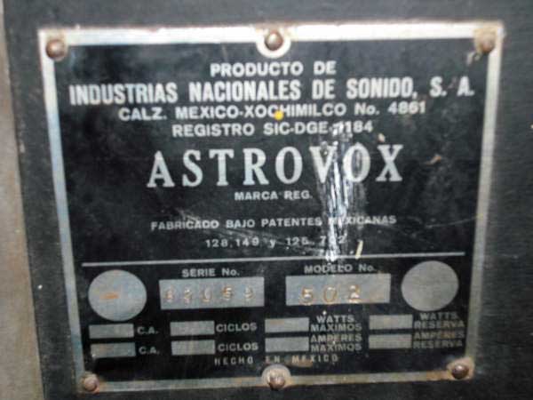 Astrovox 502 INSSA Mexico Jukebox
