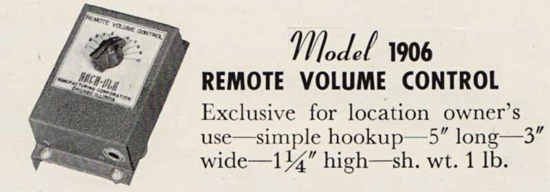 Remote Volume Contro Rock-Ola l1906