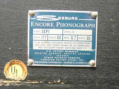 Seeburg Background Music System Encore Phonograph SEP1 BMS 1000