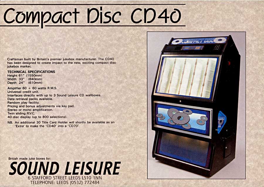 Sound Leisure Compact Disc CD 40 Jukebox Musikbox