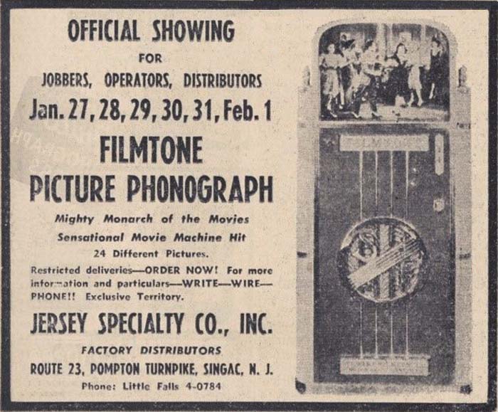 Jersey Specialty Co. Filmtone Phonograph Jukebox Musikbox