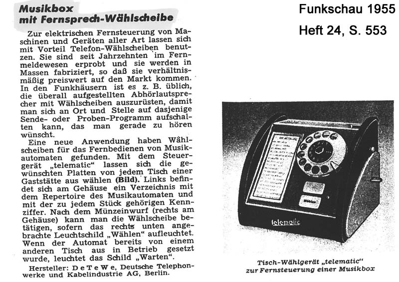 Tonomat Telematic Fernwaehler