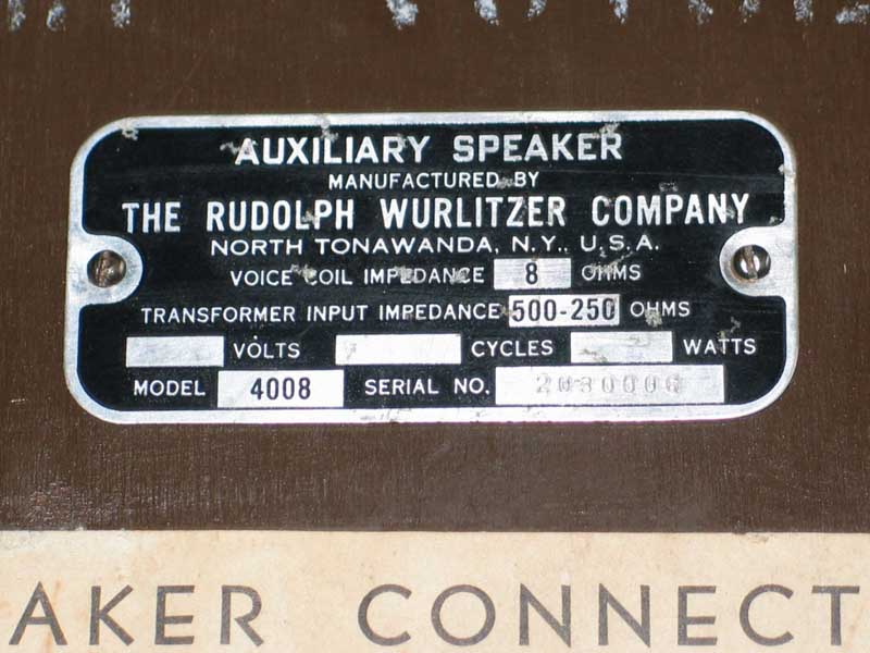 Wurlitzer 4008 - 4000 - 4004
