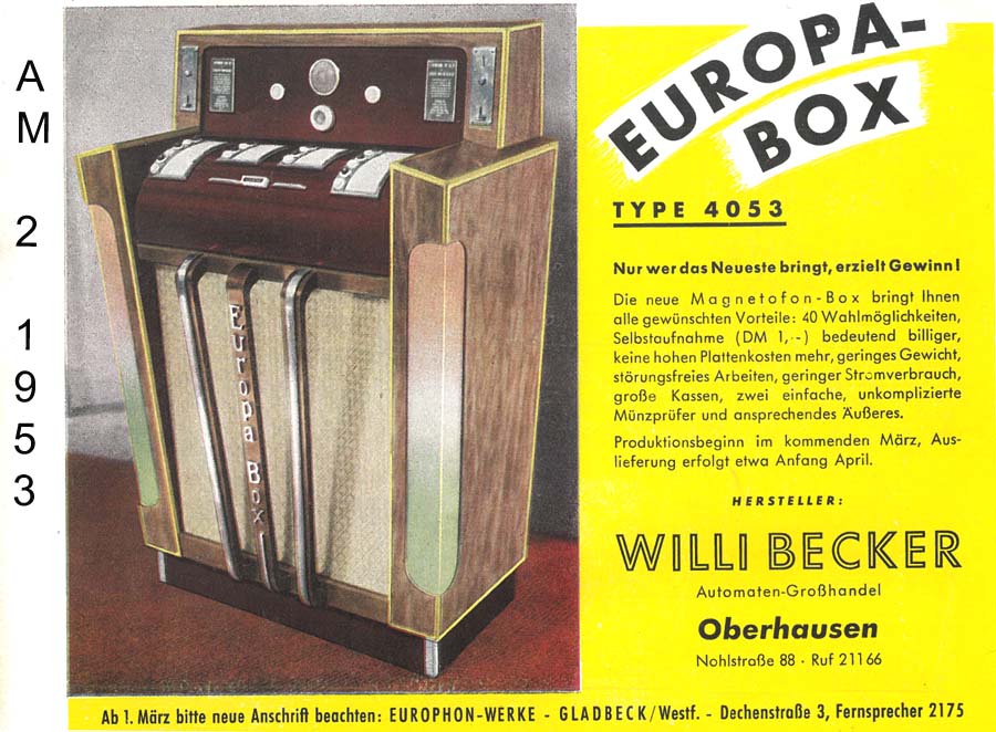 Europhon-Werke Europa Magnetophon Jukebox Musikbox