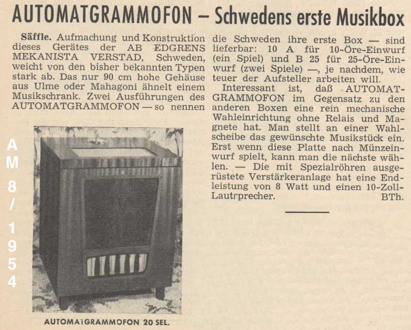 Edgren Jukebox Automatgrammofon