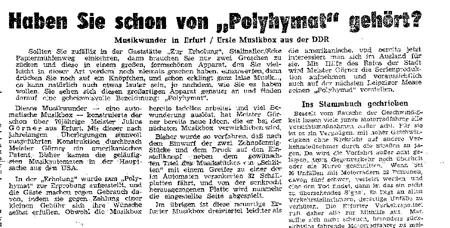 Julius Görner Polyhymat 78 U/Min Musikbox