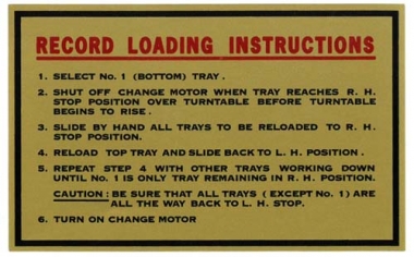 Aufkleber "Record Loading Instructions" 