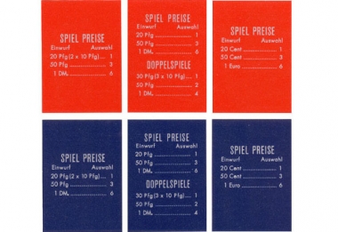 Pricing card, German 
