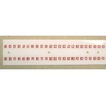 Buchstaben- und Zahlenstreifen in Plattenanzeige 
