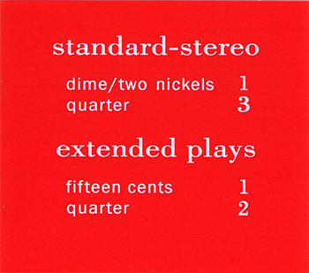 Pricing card "standard-stereo / extended plays" 