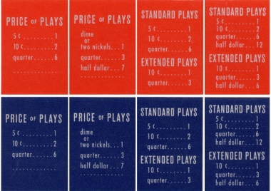 Pricing card, US 