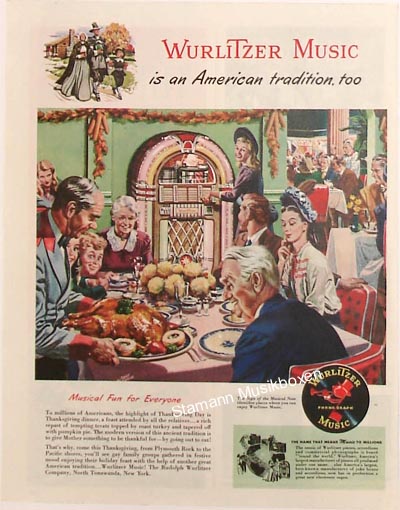 Wurlitzer Werbung "Wurlitzer Music is an American Tradition, too" 
