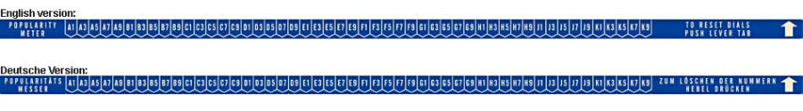 Pop. meter letter and number strip, blue 