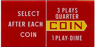 Instruktionsglas "Coins ... 3 Plays" 