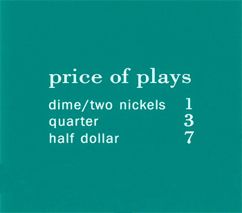 Pricing card  "price of plays", US turquoise 