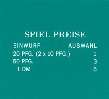 Pricing card "SPIEL PREISE", DE, turquoise 