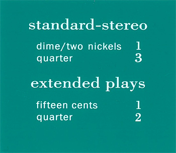 Pricing card  "standard-stereo / extended plays", turqouise 