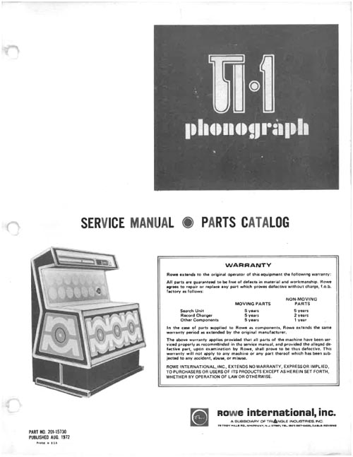 Service Manual Rowe/AMI TI-1 