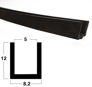 Gummi-U-Profil 5 x 8,2 x 12 - schwarz 