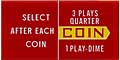 Instruction glass "Coins ... 3 Plays" 